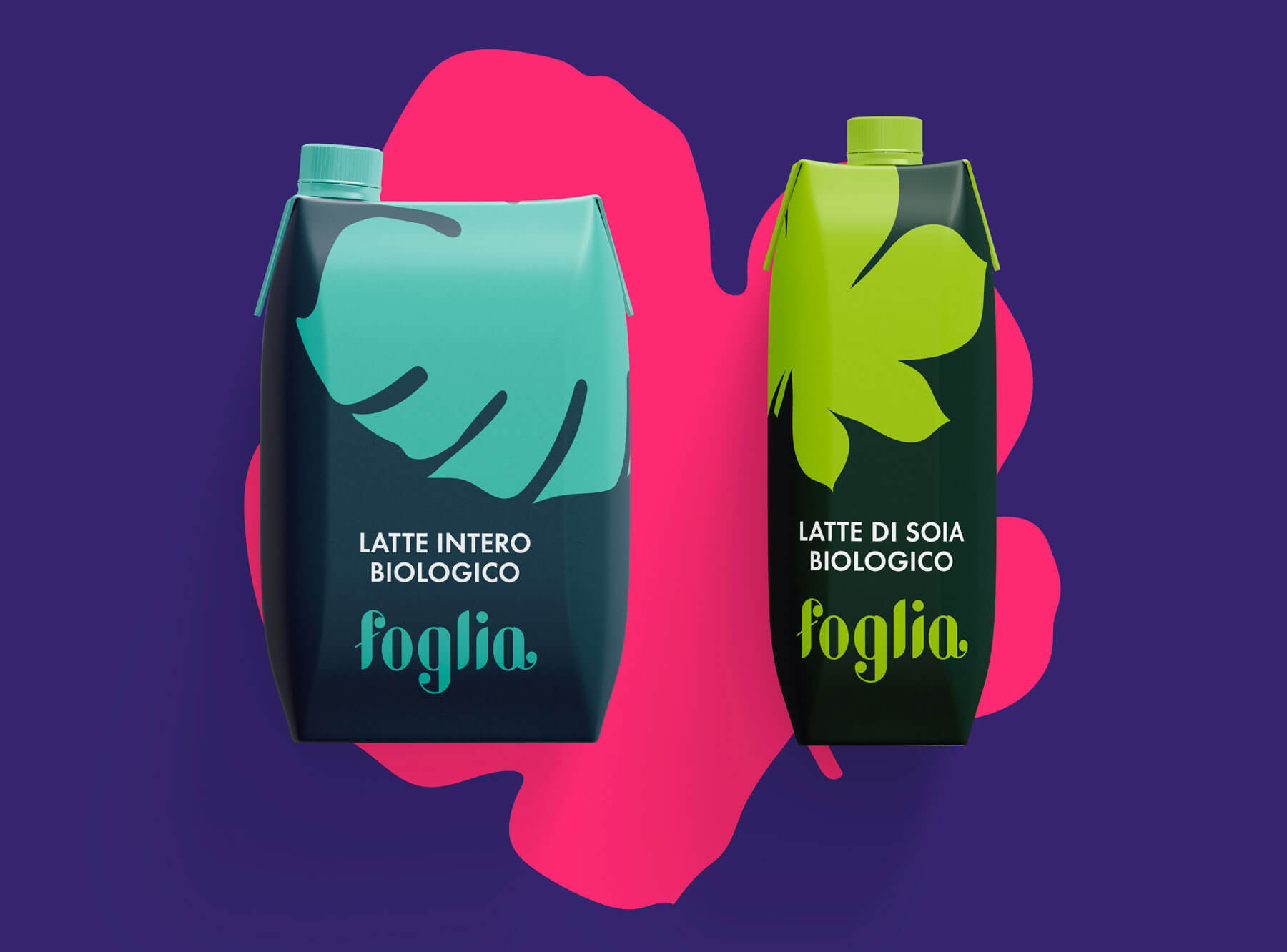 Logo e brand identity foglia realizzato da SEBA! grafico di Gravellona Toce nel VCO di due packaging per il latte