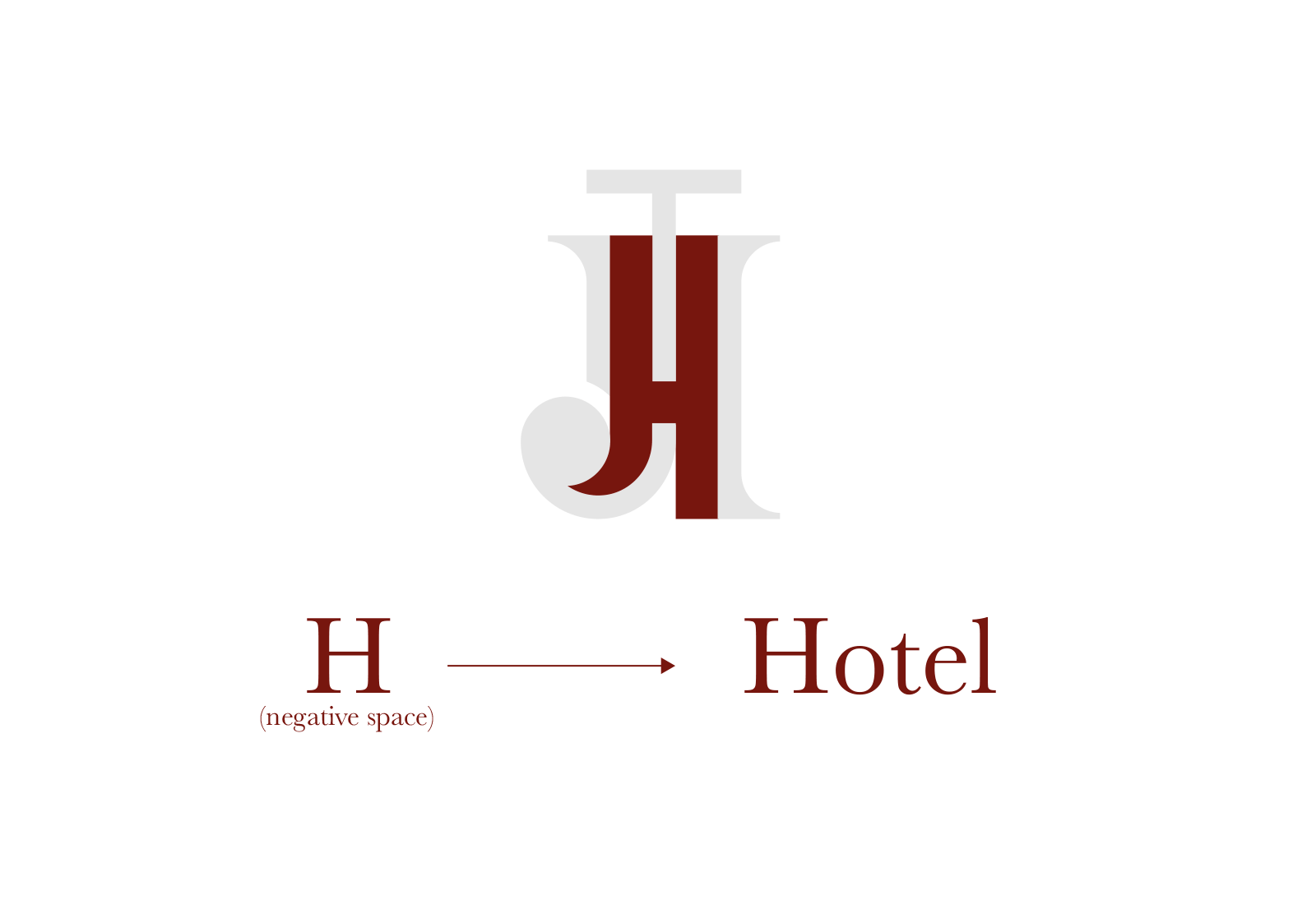 Spiegazione del concept della lettera H del logo di John Travor Hotel realizzato da SEBA! grafico di Gravellona Toce nel VCO