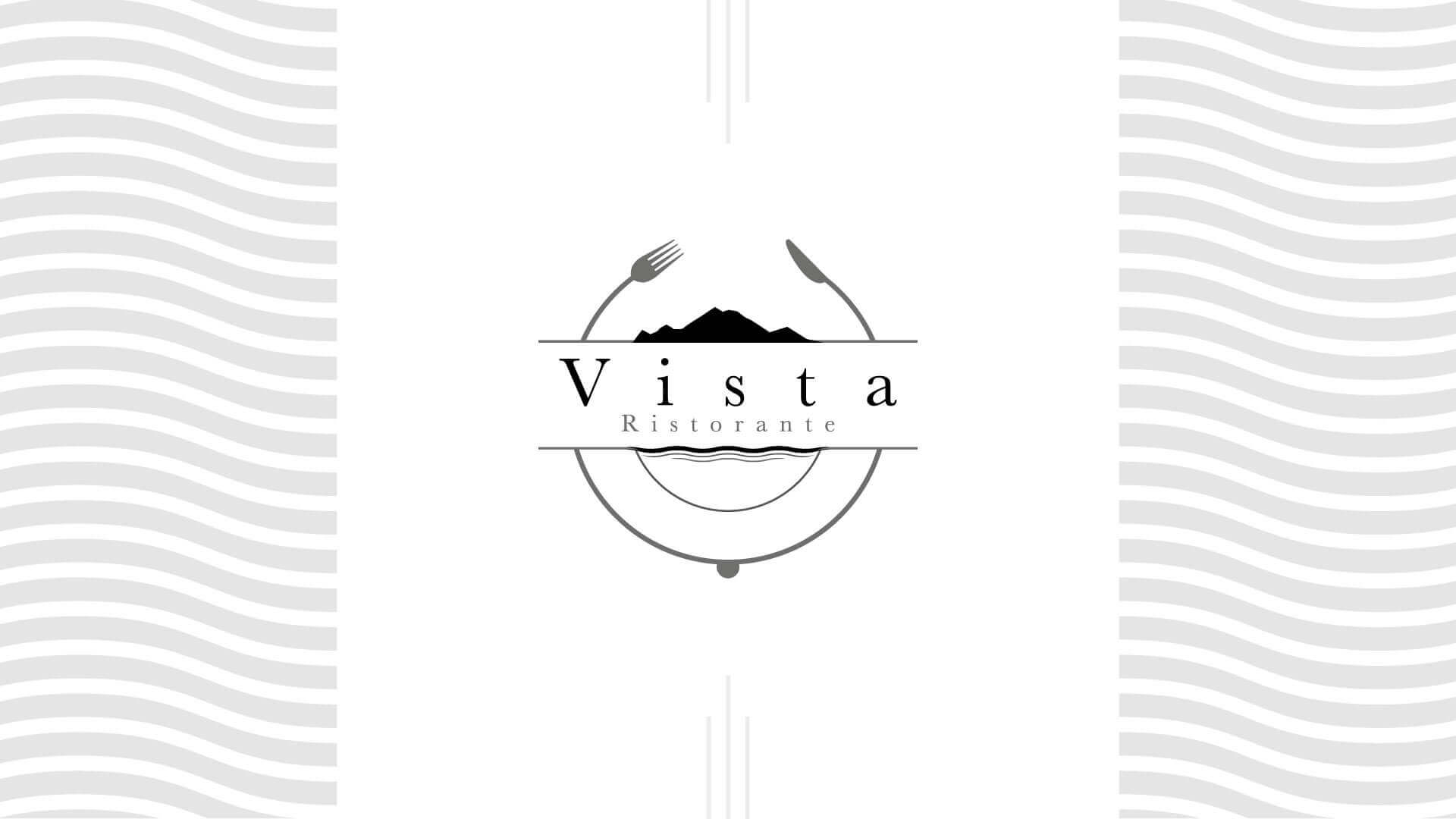 Logo e brand identity di Vista Ristorante a Stresa realizzato da SEBA! grafico di Gravellona Toce nel VCO con texture a onde grigie