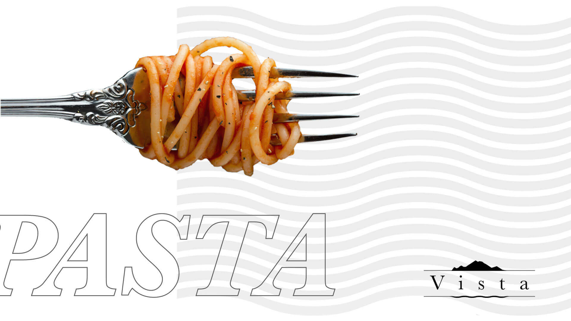 Logo e brand identity di Vista Ristorante a Stresa realizzato da SEBA! grafico di Gravellona Toce nel VCO di un poster per la pasta