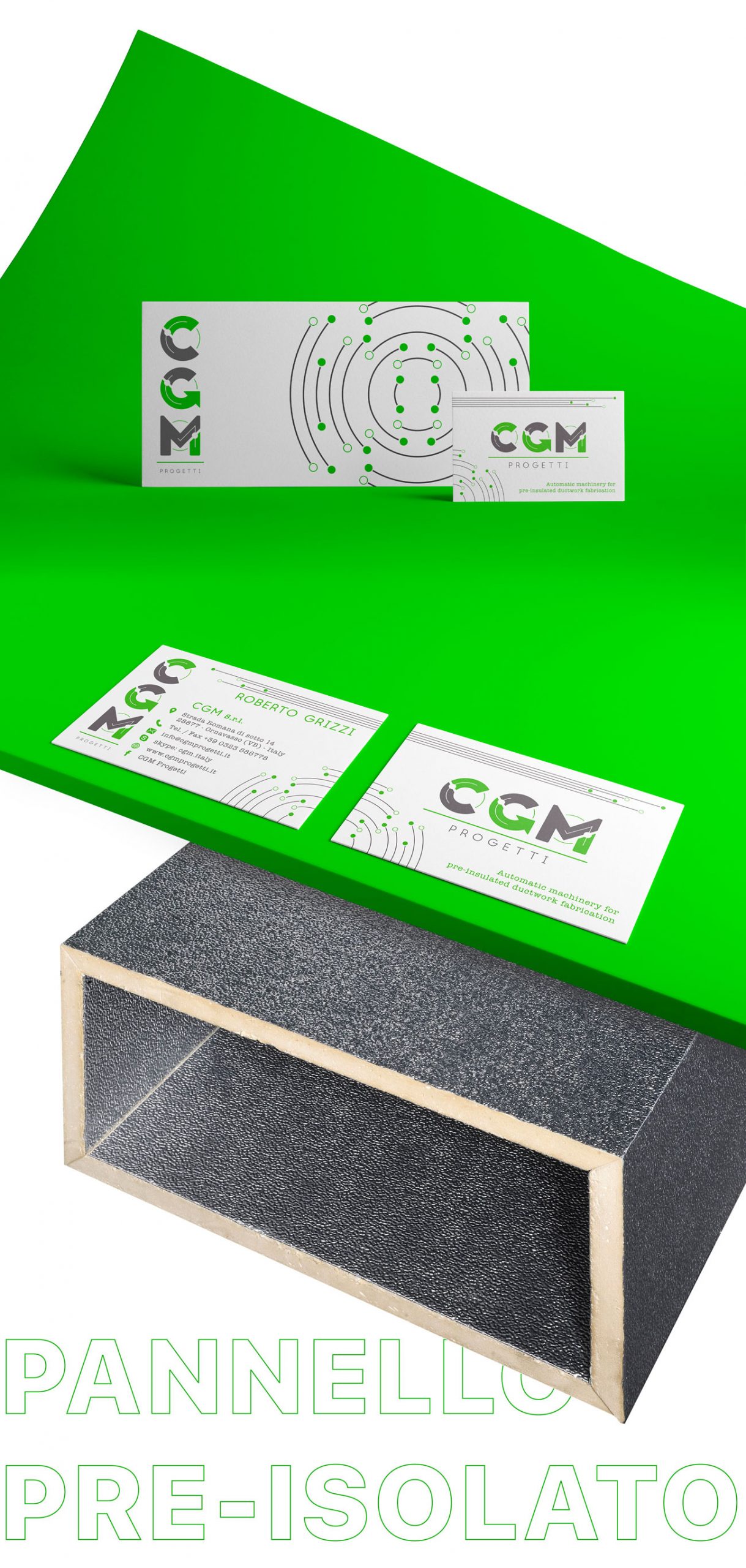Logo e brand identity di CGM Progetti realizzato da SEBA! grafico di Gravellona Toce nel VCO di biglietti da visita e carta intestata