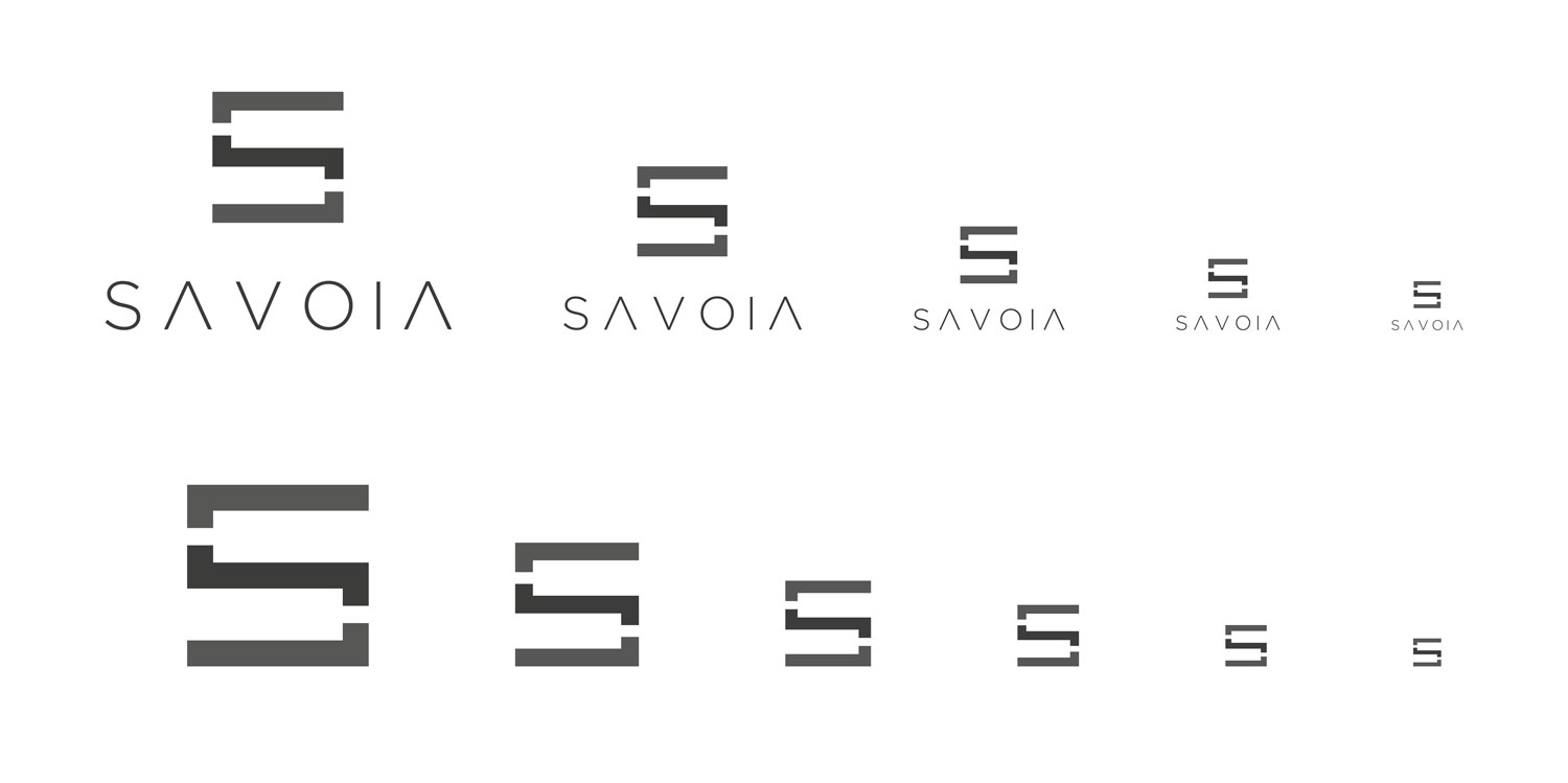 Logo e brand identity di Savoia realizzato da SEBA! grafico di Gravellona Toce nel VCO delle dimensioni minime