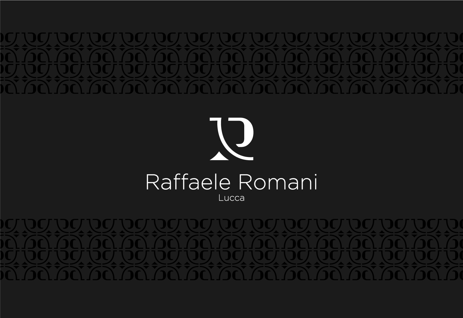 Logo e brand identity di Raffaele Romani realizzato da SEBA! grafico di Gravellona Toce nel VCO della versione negativa in bianco